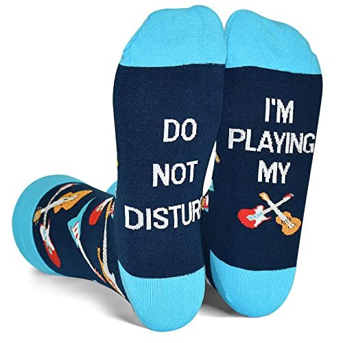 GOLIN Men Funny Christmas Gifts for Guitar Players Socks