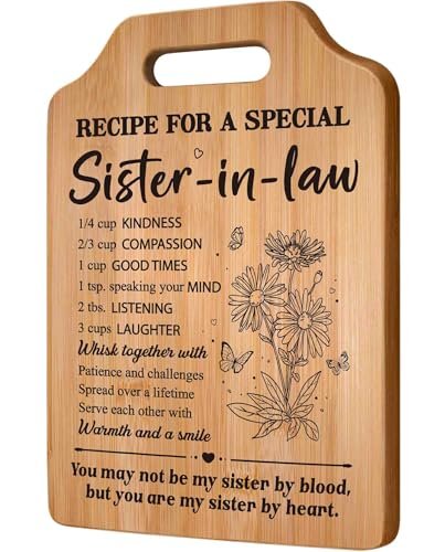 Milcier Gifts for Sister in Law, Sister Recipe Cutting Board