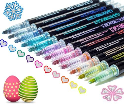 Easter Basket Stuffers,12 Glitter Markers Self Outline...