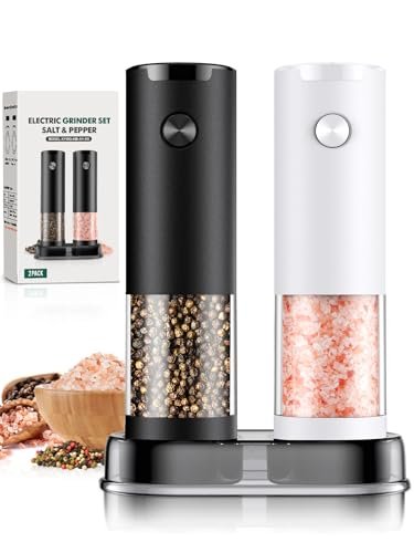 Electric Salt and Pepper Grinder Set Automatic with...