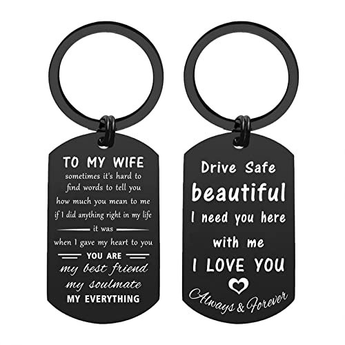 ENGZHI Love My Wife Keychain, Wife Birthday Gift for Her