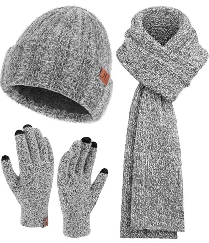 Womens Winter Warm Knit Beanie Hat Touchscreen Gloves Scarf...
