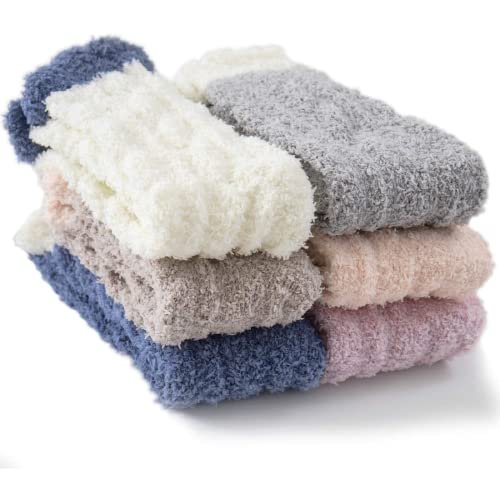 TEHOOK Fuzzy Socks for Women, 6 Pairs Warm Cozy Winter