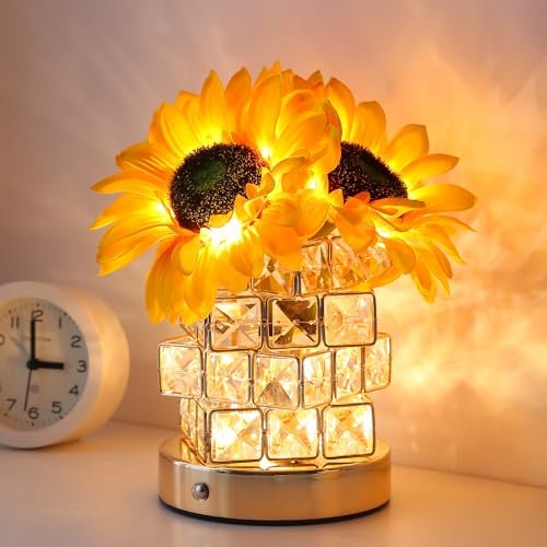 AMWGIMI Sunflowers Flower Lamp,Rechargeable Cordless Touch...