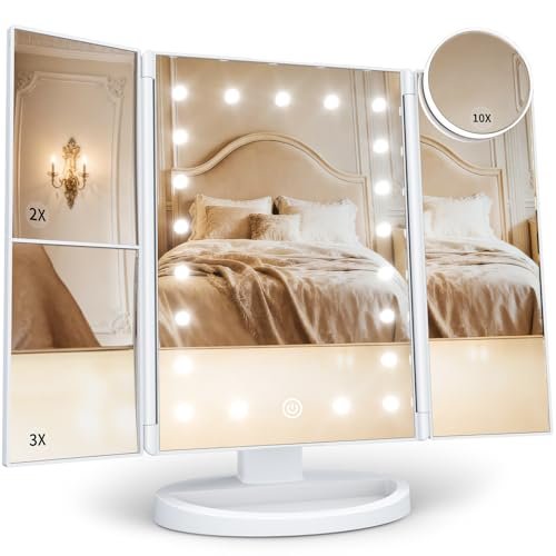 HUONUL Makeup Mirror, Vanity Mirror with Lights, Trifold...