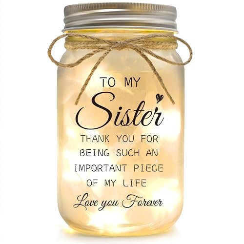 YOISTREVISK Sister Gifts - Mason Jar Night Lights for...
