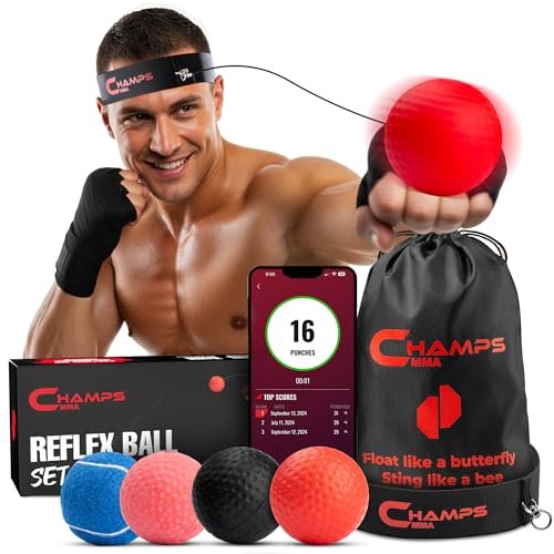 Champs MMA Boxing Reflex Ball Set with Punch Counter App
