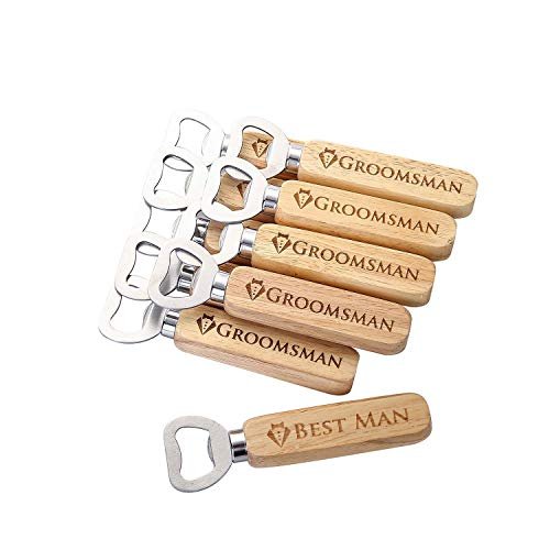 Pongs Set of 10 Wooden Bottle Opener Groomsmen Gifts