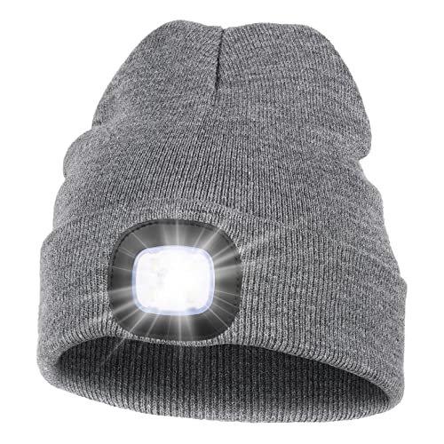 MELASA Unisex LED Beanie with The Light, USB Rechargeable