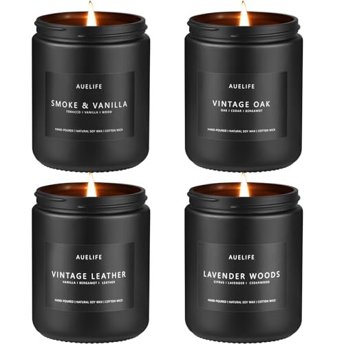 Scented Candles Set | Men Candle Set, 4-Pack Soy Candles