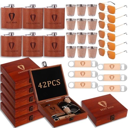 Acellegic 42 Pcs Groomsmen Gifts Set of 6 Proposal Boxes