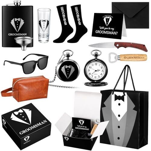 Shinylin 13 Pcs Groomsman Proposal Gift Set with Wedding...