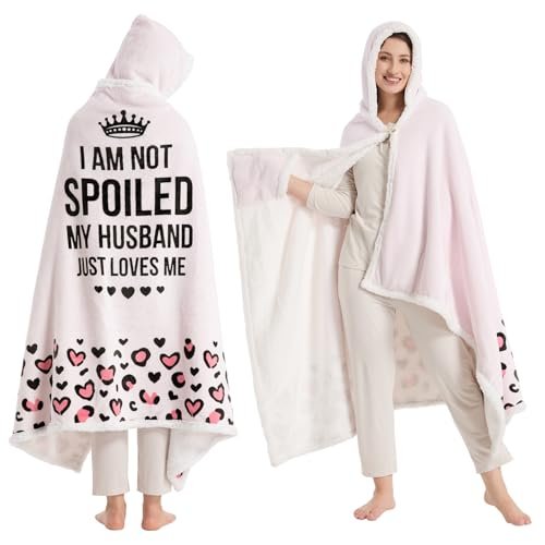 QERPRE Spoiled Wife Wearable Blanket Hoodie, Valentines Day...