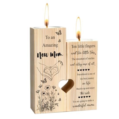New Mom Gifts – Wooden Candle Holder with Poem