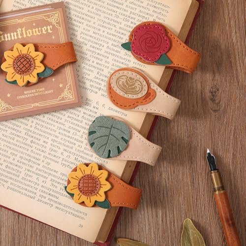 4PCS Vintage Magnetic Leather Bookmark, Leather Magnetic...