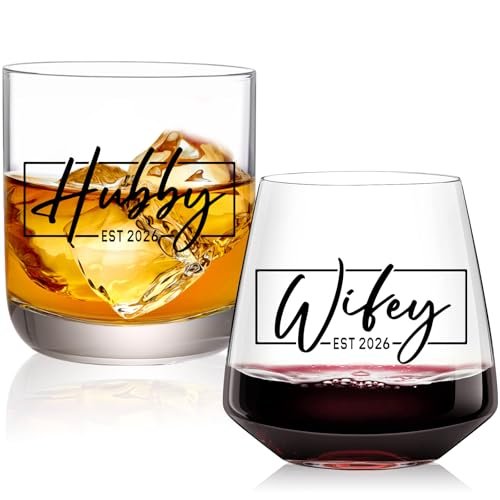 comfit Wedding Gifts for Couples 2026,Hubby & Wifey Glass...