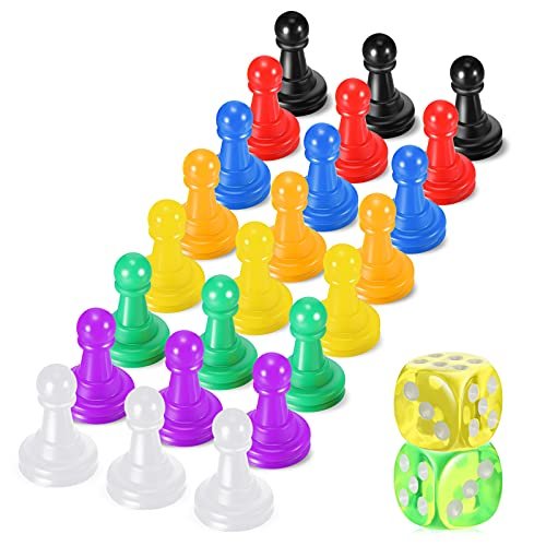 26 Pieces Multicolor Board Game Pieces and Dice