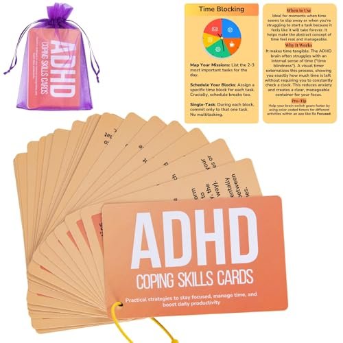 24 Double-Sided ADHD Therapy Tools & Coping Skills Cards for