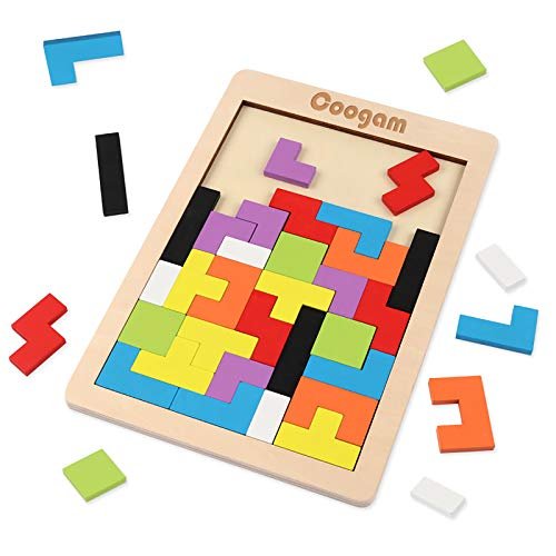 Coogam Wooden Blocks Puzzle Brain Teasers Toy 3D Jigsaw Kids