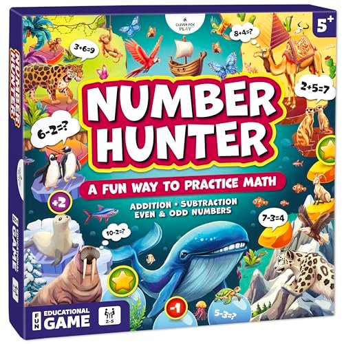 Clever Fox Play Number Hunter Math Board Game for Kids