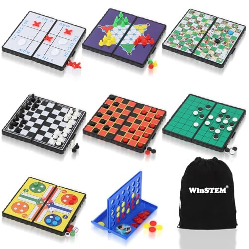 8-in-1 Mini Travel Board Games Set, Magnetic Board