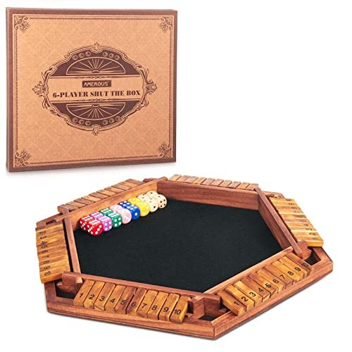 AMEROUS Upgraded 1-6 Players Shut The Box Dice Game