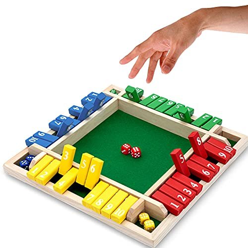 Nicecho Shut The Box Dice Game,2-4 Player Wooden Math Game