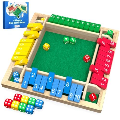 Shut the Box Game, Wooden Board Tabletop Math Dice Game
