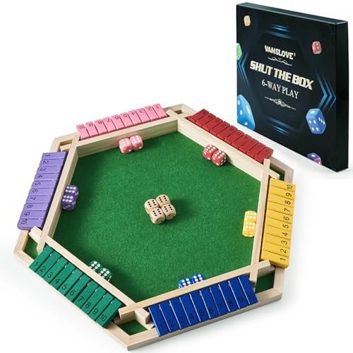 Vamslove Shut The Box Game for 6 Players Kids Adults