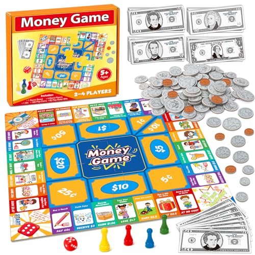 Torlam Money Board Games for Kids, Coins and Bills for