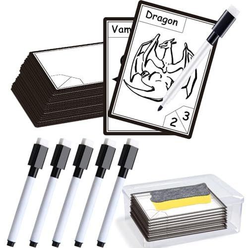 50 Pcs Reusable Tokens Dry Erase Cards– Double-Sided with...