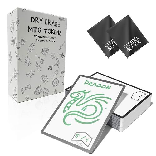 Citadel Black Dry Erase MTG Tokens Set 50 Cards