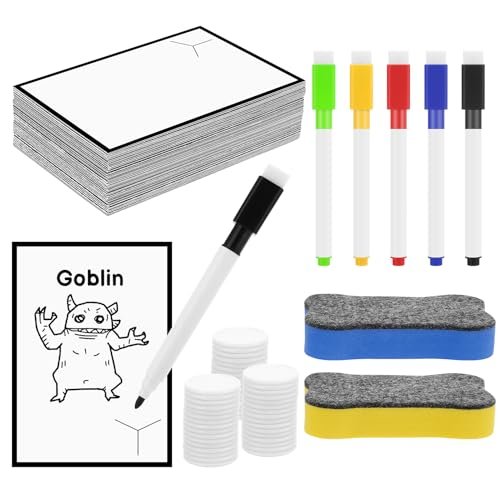 libfrn 60 PCS Reusable Dry Erase MTG Tokens Cards Pens