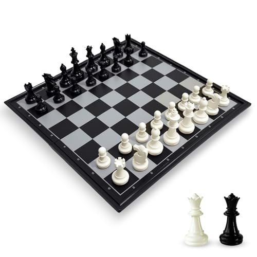 Travel Chess Set, 10 inch Magnetic Chess Board with Queens