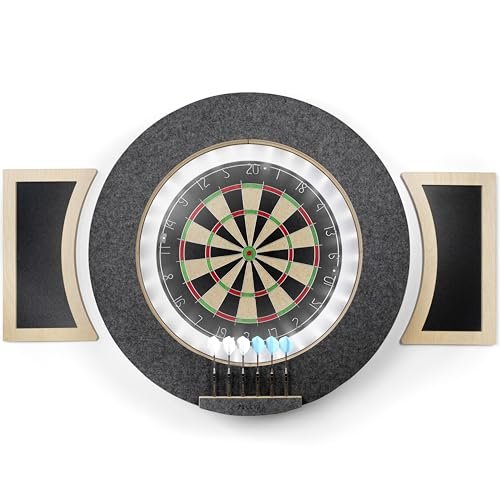 peleya Dart Board Cabinet Set with LED Light, Bristle...