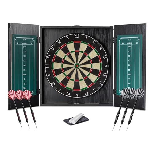Amazon Basics Dartboard Cabinet Set, Dart Board, Regulation...
