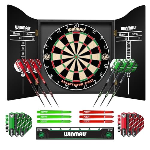 Winmau Masters Pro Premium Bristle Dartboard and Cabinet Set