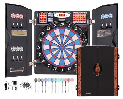 WIN.MAX Electronic Dart Board Cabinet Set, LED Digital Soft...