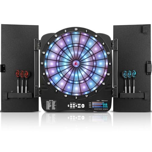 Electronic Dart Board Cabinet Set, Illuminated Target Soft...