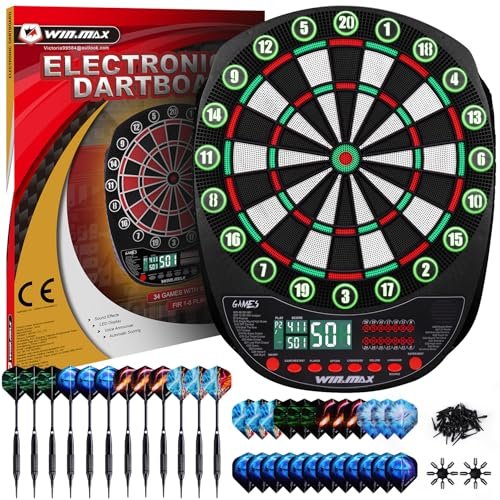 WIN.MAX Electronic Dart Board Soft Tip Dartboard LED with...