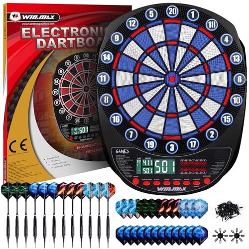 WIN.MAX Electronic Dart Board Soft Tip Dartboard LED...