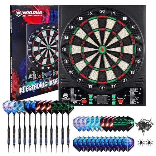 WIN.MAX Electronic Dart Board, LED Display Automatic...
