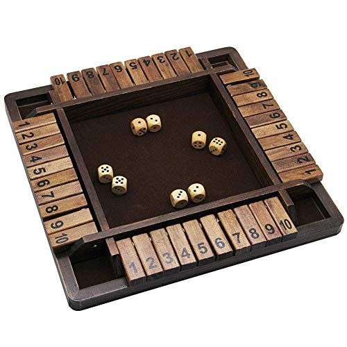 Juegoal Wooden 4 Players Shut The Box Dice Game