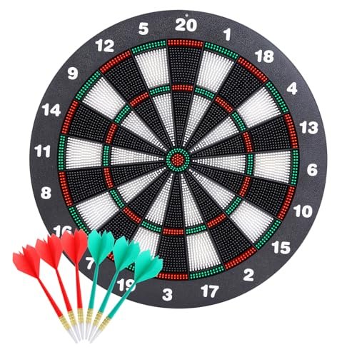 Theefun Safety Dart Board Set -16 Inch Rubber Soft Tip